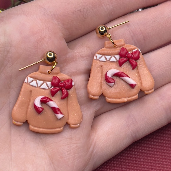 Ugly Christmas Sweater Earrings Set w/ Gift Box - Picture 2 of 3